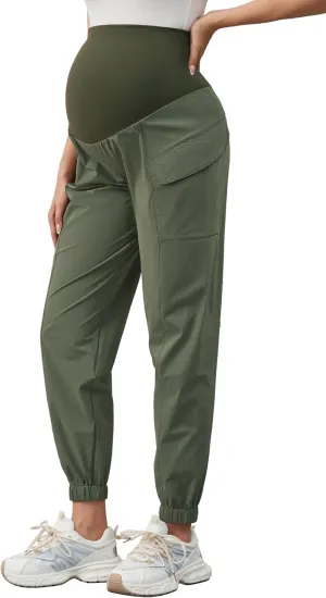 PACBREEZE Women's Maternity Cargo Joggers Quick-Dry Hiking Pants Active Outdoor Casual Pregnancy Sweatpants