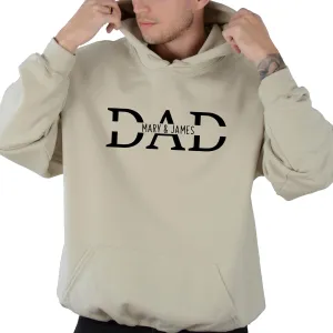 Personalized Dad Hoodie and Dad Sweatshirts for Men New Baby with Kid Names Hoodie for Dad Custom Hoodies for Dad Birthday Shirts Christmas Gift for Him from Daughter