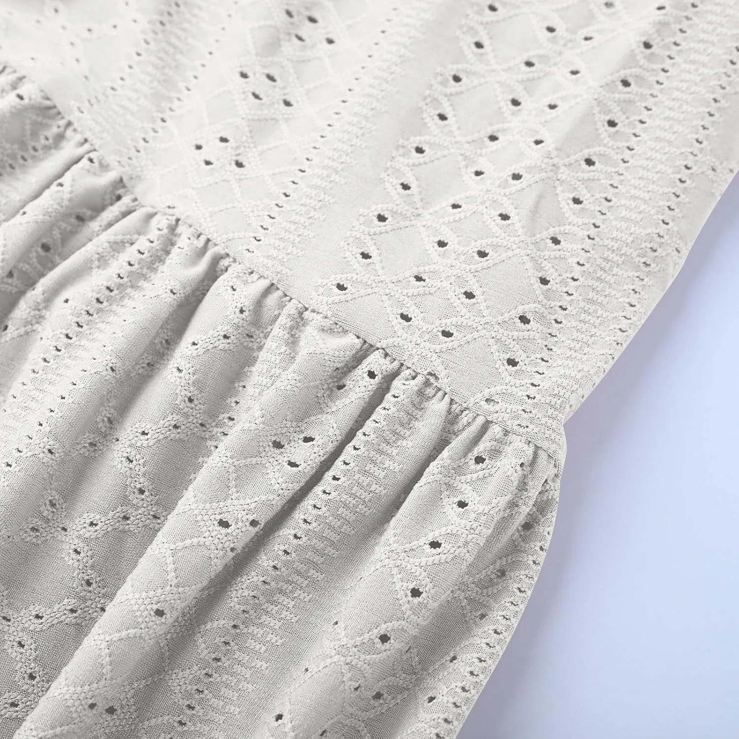 Plus Size Dresses for Women Summer Ruffle Cap Sleeve Cross V Neck Embroidered Eyelet Pleated A Line Knee Length Dress