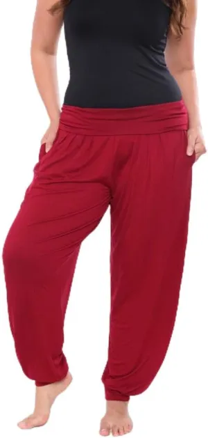 PS560-BrickRed-1XL Women Plus Harem Pants, Brick Red - 1XL