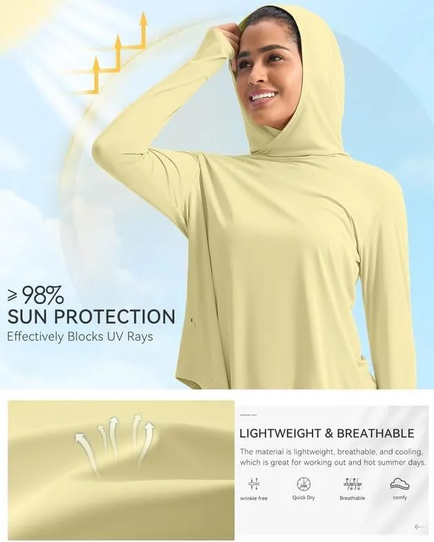 Pudolla Women's Sun Protection Shirt UPF 50  Long Sleeve Lightweight UV Hoodie for Women Hiking Outdoor Fishing Summer