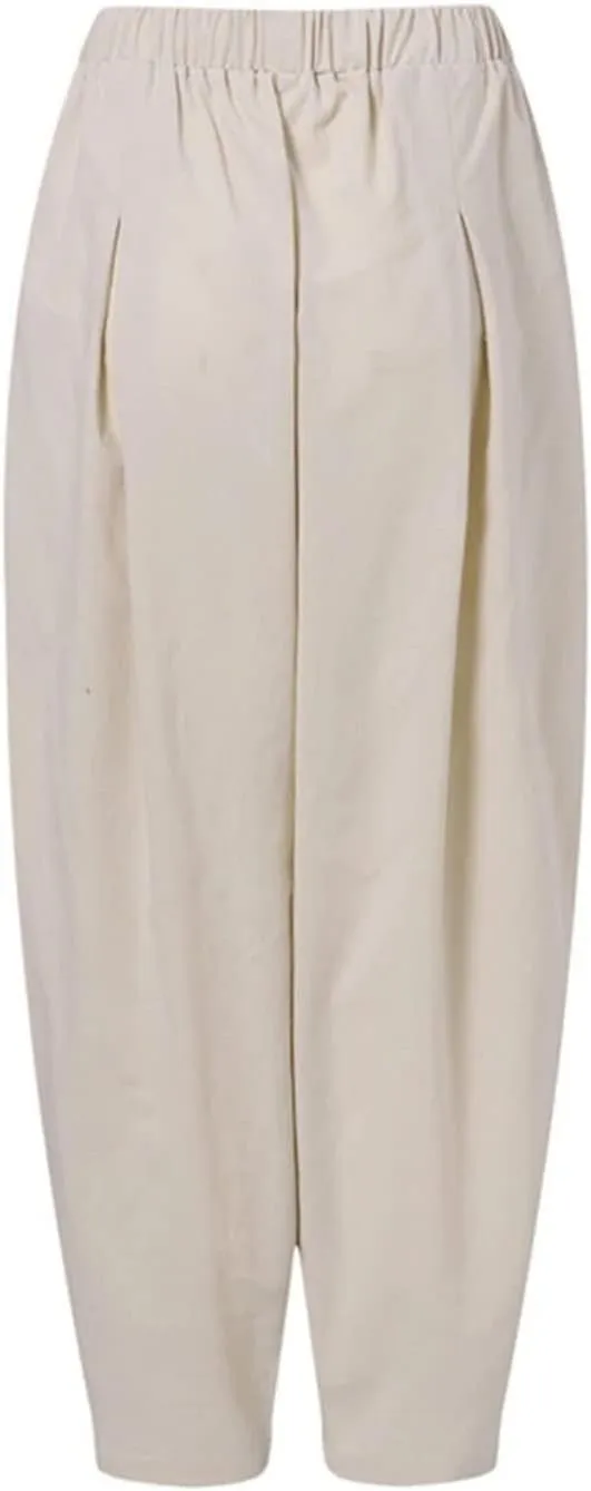 Pulcykp Women Cotton Linen Harem Pants Cool Casual Trousers Harajuku Elastic Waist Loose Pants