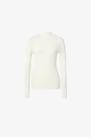 Pure Wool Mock Neck Sweater Plain White