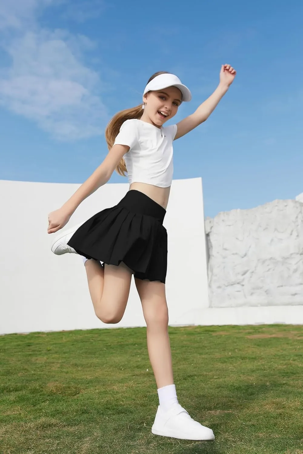 SANGTREE Women Pleated Tennis Skirt with Pockets Girls High Waisted Athletic Golf Skorts, 2 Years - US 4XL