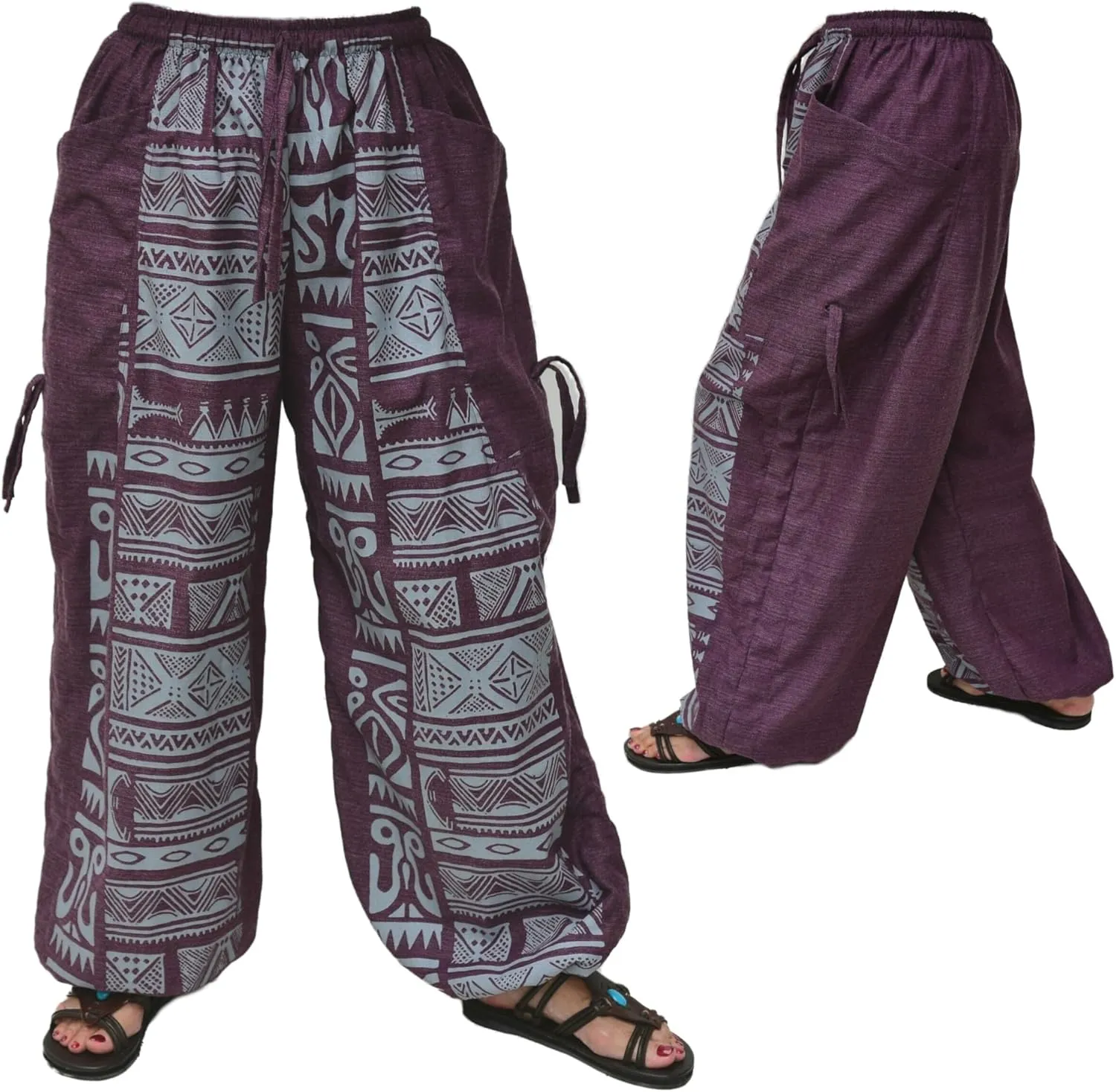 Siamrose Baggy Yoga Lounge Pants Harem Trousers Women Men with Adjustable Length 2 Big Pockets