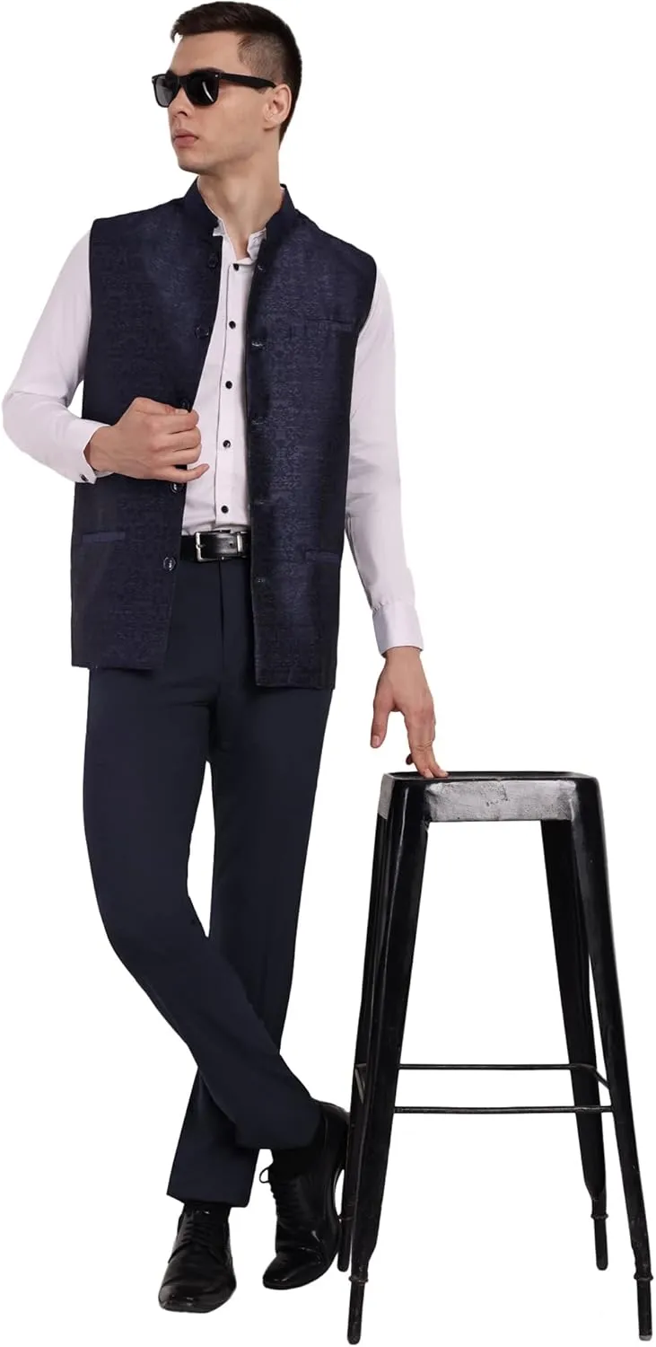 SKAVIJ Men's Nehru Jacket Waistcoat for Wedding Party and Festivals