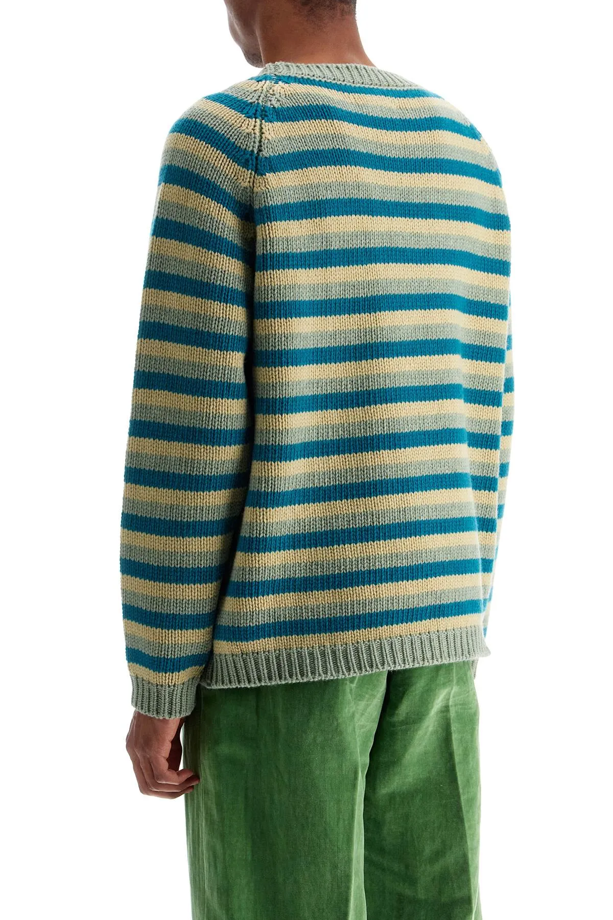 striped wool pullover sweater MRF24KT011 GREEN MULTI