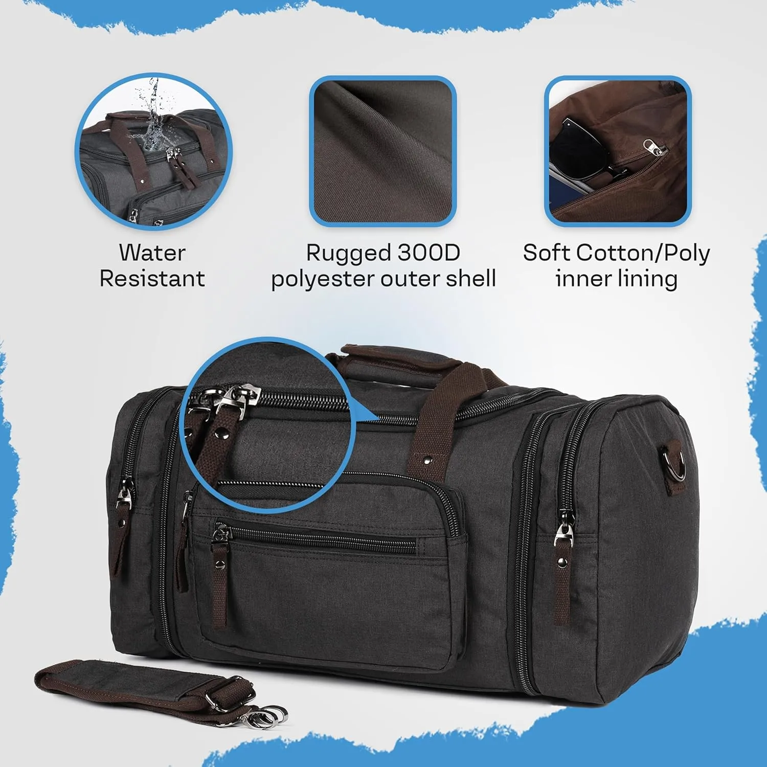 Stylish Duffle Bag for Travel  Expandable to 40L Lightweight and Waterproof Weekender Bag with Multiple Pockets and Adjustable Shoulder Strap for Men & Women  A Premium Carry On Duffle Bag