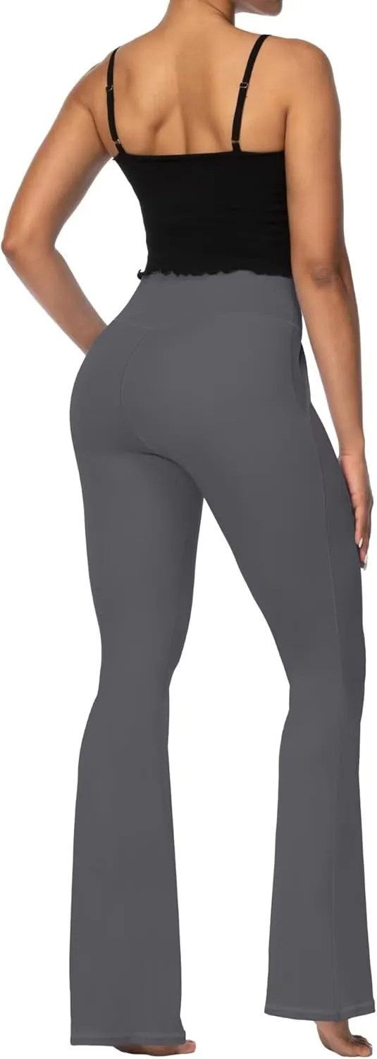 Sunzel Flare Leggings for Women with Pockets, Crossover Yoga Pants with Tummy Control, High Waisted and Wide Leg