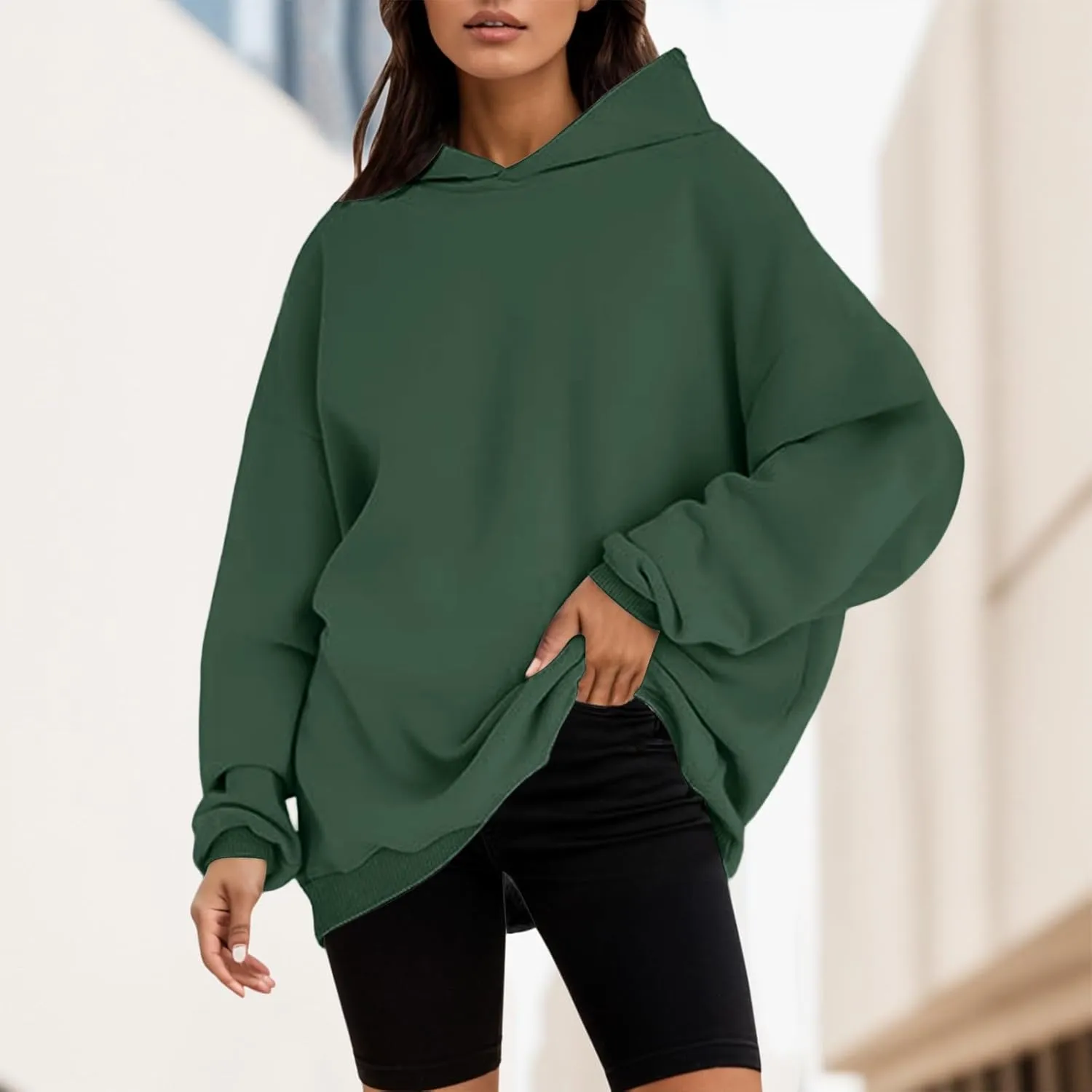Sweatshirts for Women Oversized Hoodies Fleece Hooded Pullover Tops Sweaters Casual Comfy Fall Fashion Outfits Clothes 2024