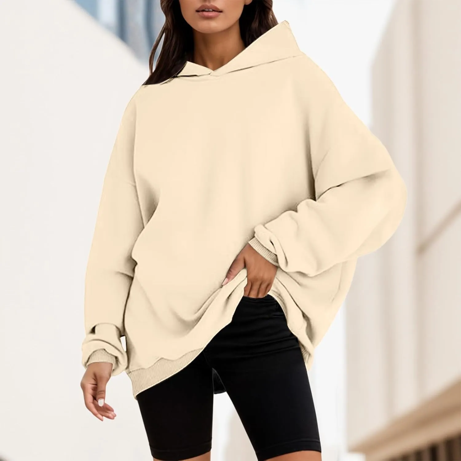 Sweatshirts for Women Oversized Hoodies Fleece Hooded Pullover Tops Sweaters Casual Comfy Fall Fashion Outfits Clothes 2024