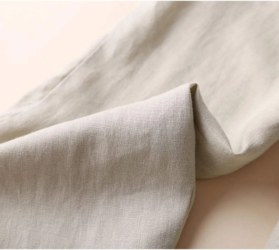 Tanming Linen Pants for Women Summer Casual High Waisted Drawstring White Beach Pant