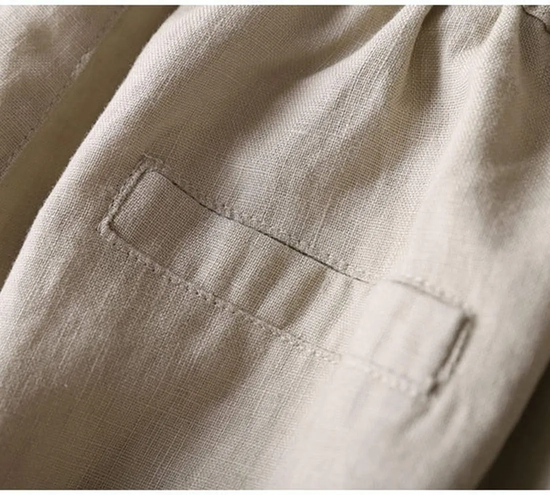 Tanming Linen Pants for Women Summer Casual High Waisted Drawstring White Beach Pant
