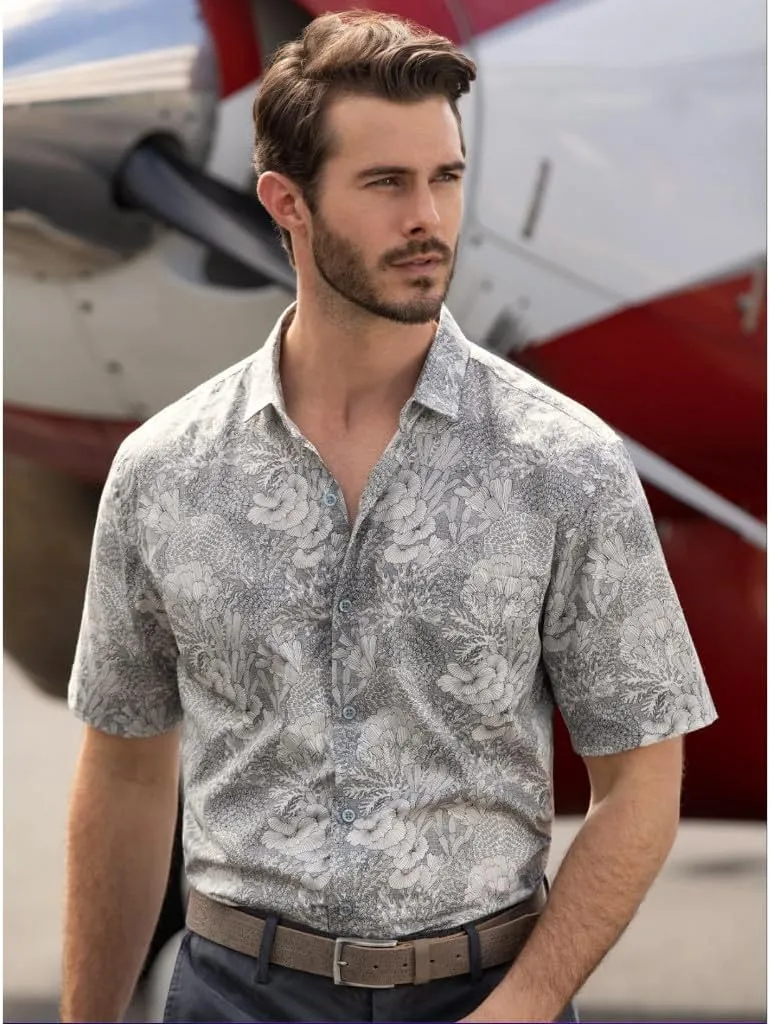 Tori Richard Men's Standing Tall Short Sleeve Cotton Lawn Button Up Shirt