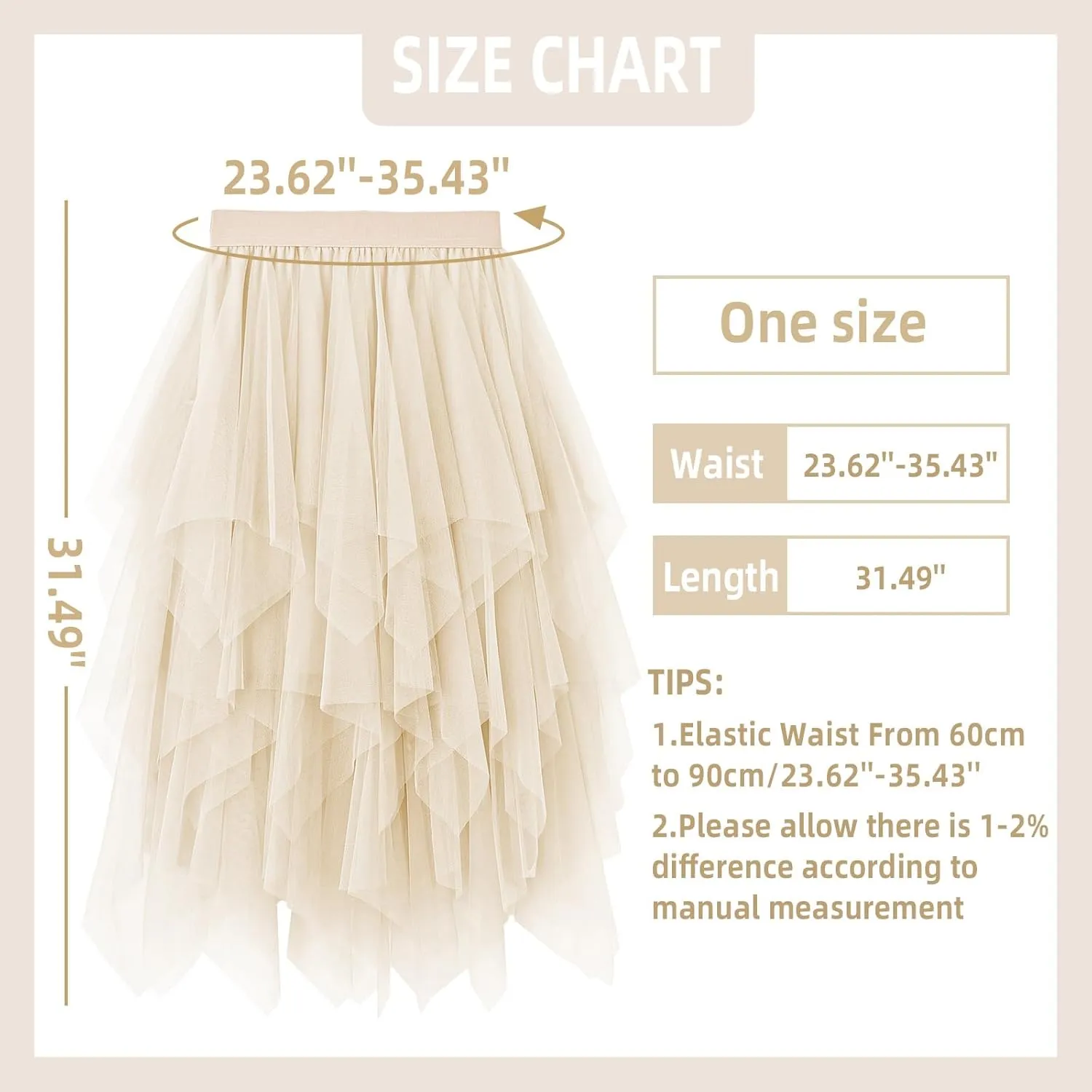 Tulle Skirts for Women Midi Long Fairy Skirt Tutu A-Line Mesh Layered High Elastic Waist Halloween Skirts