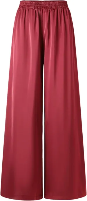 UlikTree Women's High Waist Satin Pants Wide Leg Dressy Casual Trousers S-L