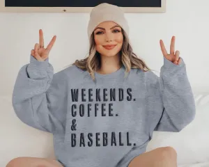 UNIQUEONE Baseball Mom Sweatshirt Women Weekends Coffee And Baseball Sweatshirt Mama Game Day Outfits Graphic Crewneck Tops