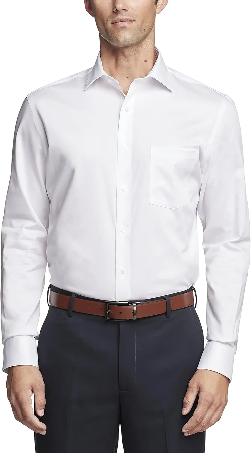 Van Heusen Men's Dress Shirt Regular Fit Ultra Wrinkle Free Flex Collar Stretch Solid