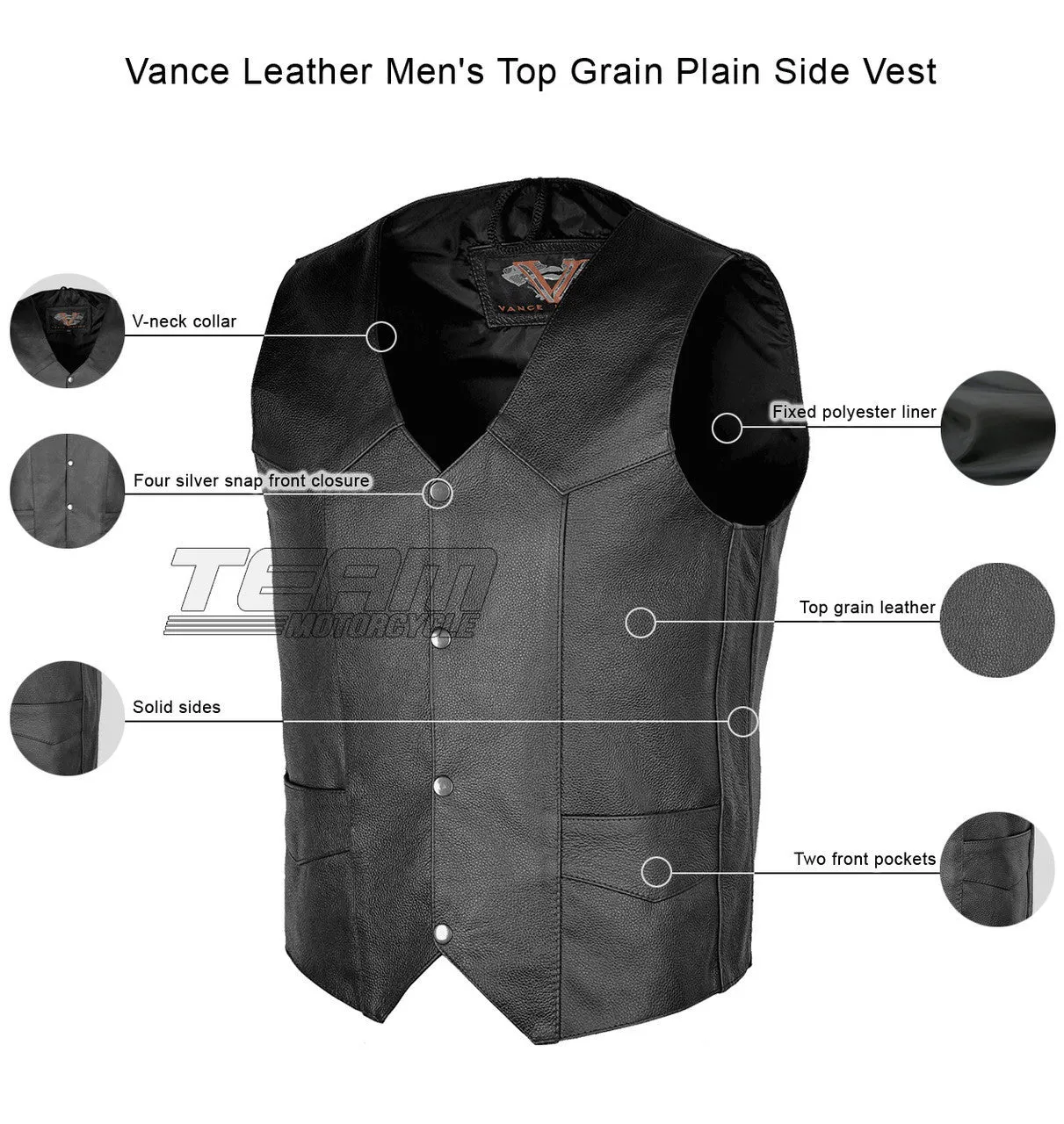 Vance Leather Men's Top Grain Plain Side Vest