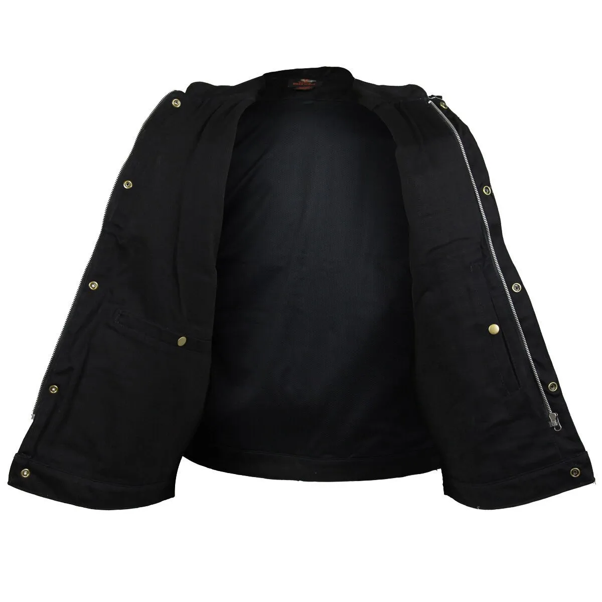 Vance VL1914 Mens Black Front Zipper and Snap Closure SOA Club Style Textile Motorcycle Vest