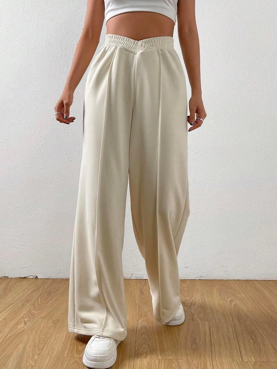 Verdusa Women's High Waist Wide Leg Baggy Sweatpants Jogger Workout Trousers