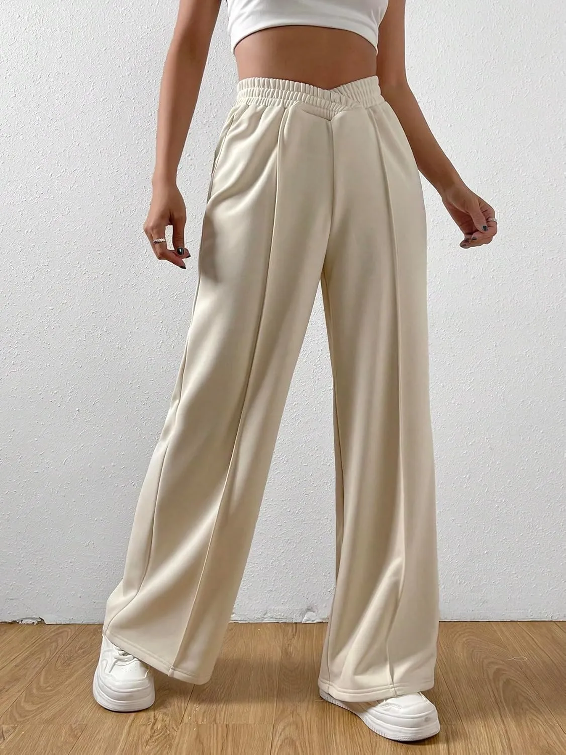 Verdusa Women's High Waist Wide Leg Baggy Sweatpants Jogger Workout Trousers