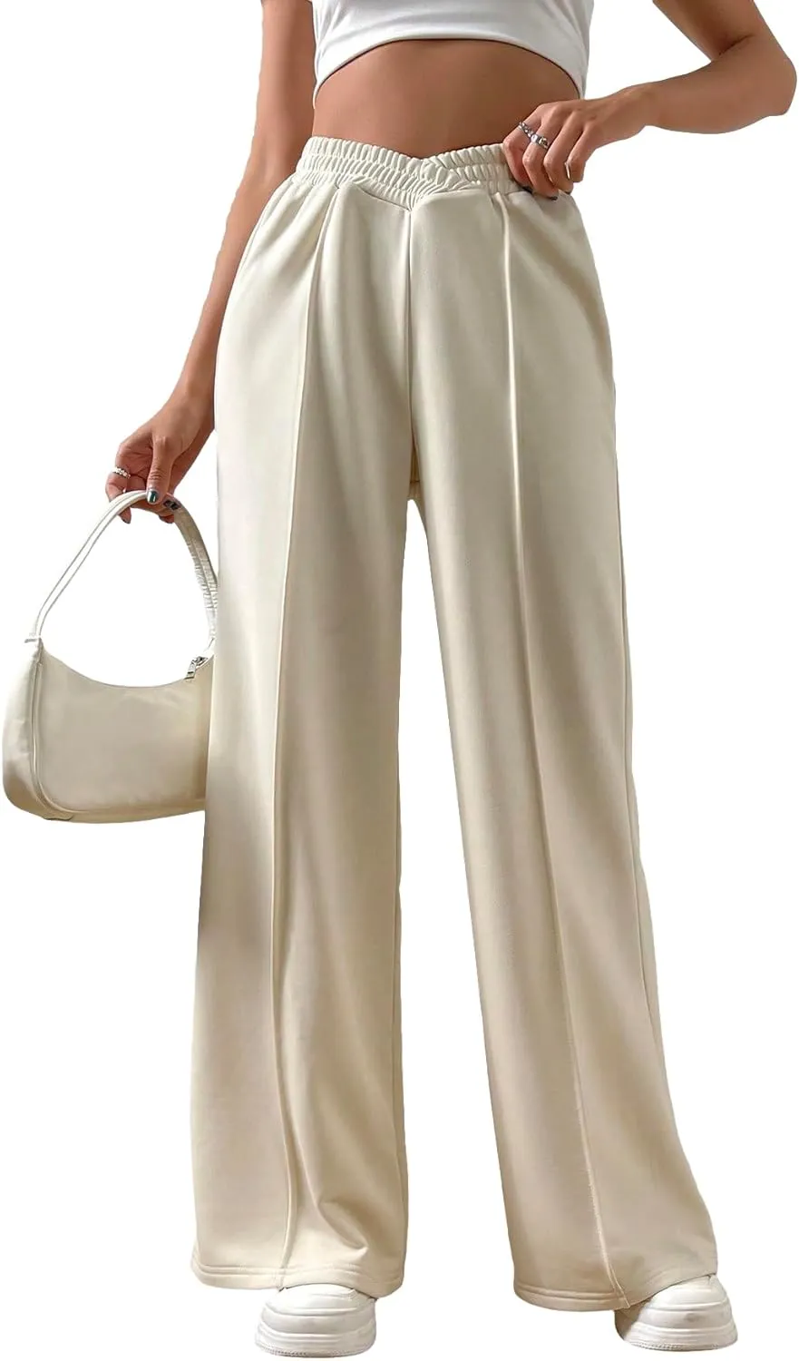 Verdusa Women's High Waist Wide Leg Baggy Sweatpants Jogger Workout Trousers
