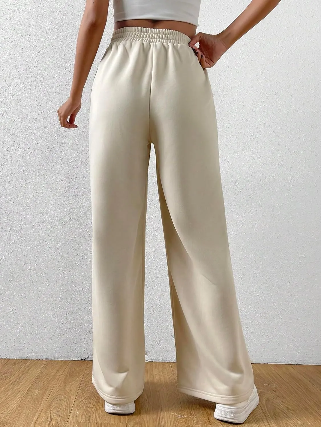 Verdusa Women's High Waist Wide Leg Baggy Sweatpants Jogger Workout Trousers