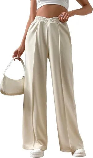 Verdusa Women's High Waist Wide Leg Baggy Sweatpants Jogger Workout Trousers