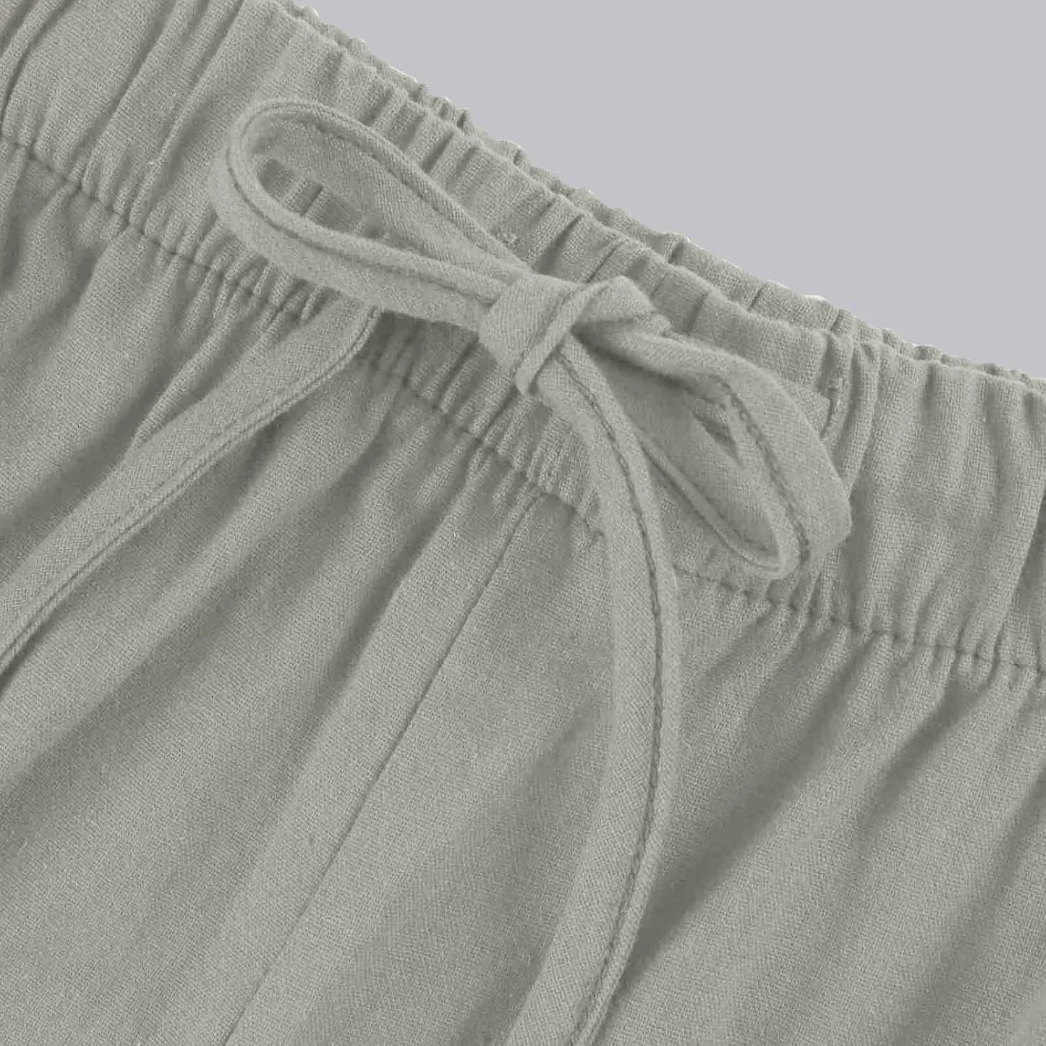 Wide Leg Linen Pants for Women Long Lightweight Drawstring Elastic Waist Palazzo Pants Casual Loose Flowy Beach Pants