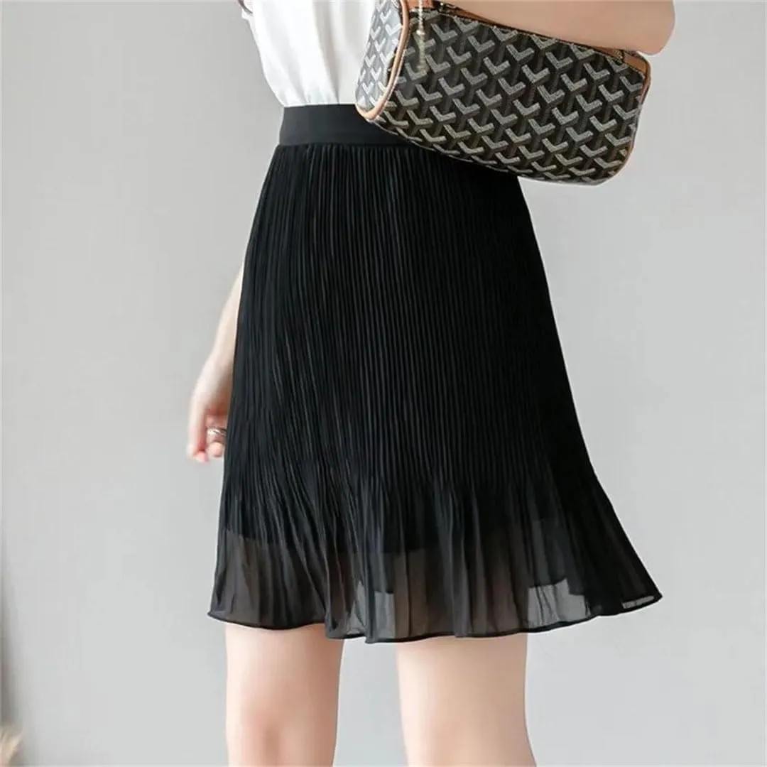 Women Boho Mini Skirt Summer A-Line Short Pleated Casual Skirt