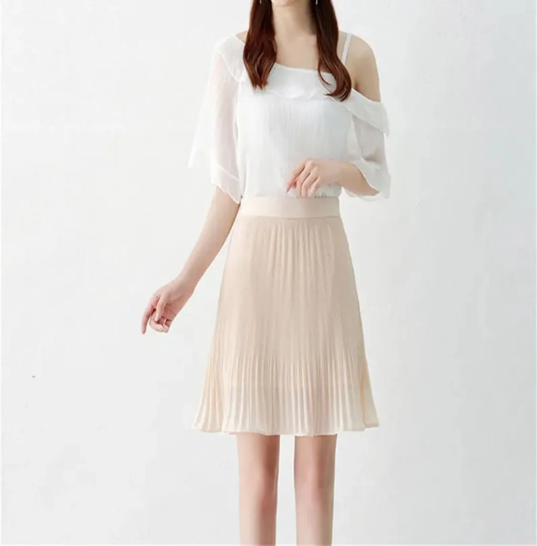 Women Boho Mini Skirt Summer A-Line Short Pleated Casual Skirt