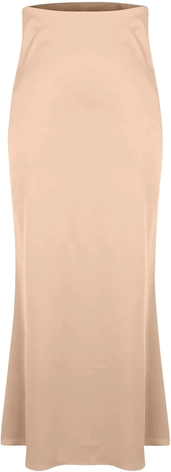 Women Summer Skirt 2025 Elegant Silk High Waist Maxi Skirts Elastic A Line Long Dress Cocktail Party Clothes