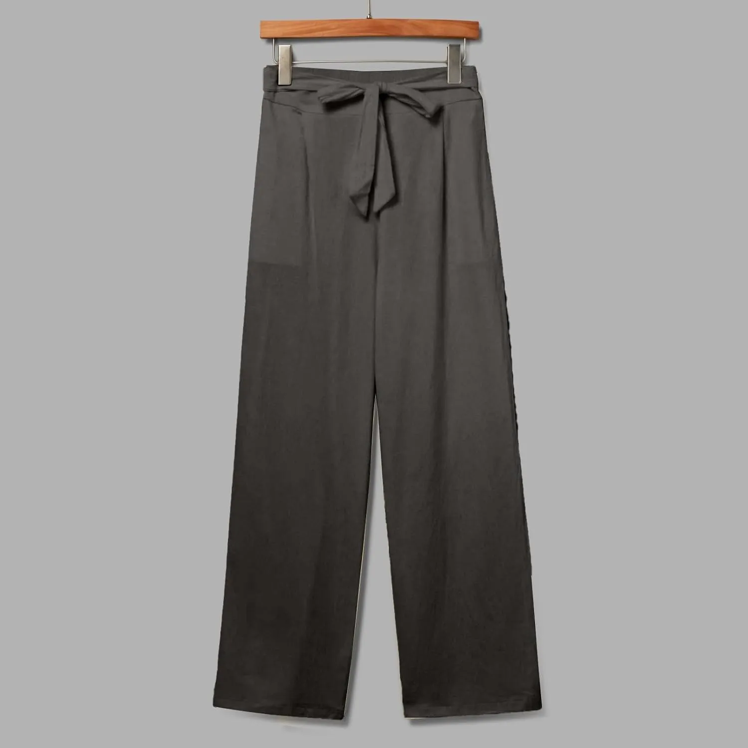 Women's Casual Cotton Linen Pants Elastic Waist Loose Fit Straight Jogger Pants Drawstring Solid Trousers with Pockets