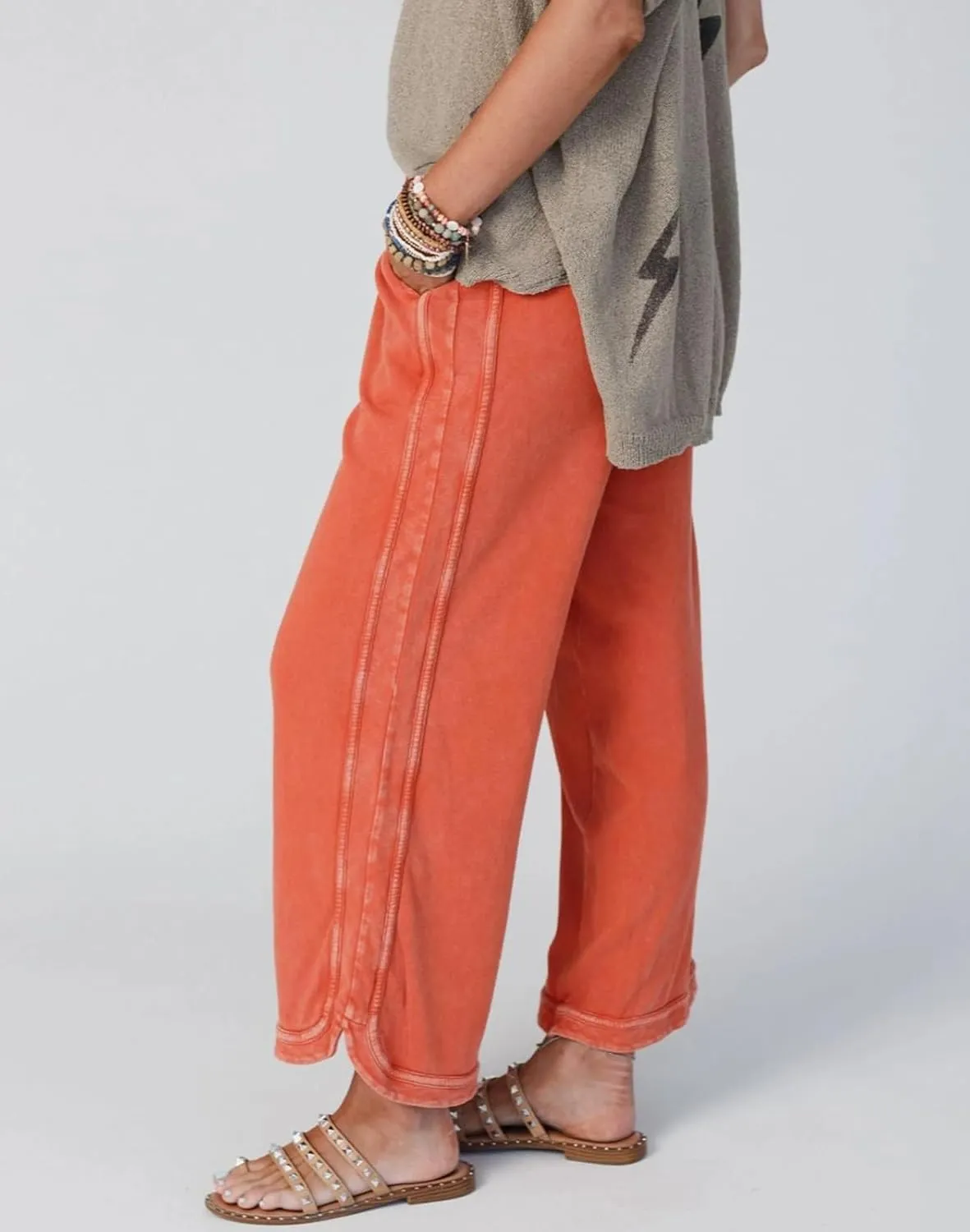 Womens Casual Wide Leg Sweatpants High Waisted Drawstring Palazzo Pants Summer Loose Lounge Pants with Pockets