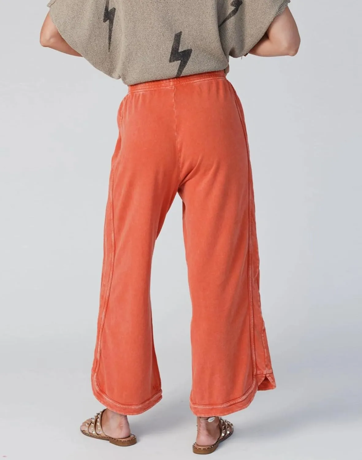 Womens Casual Wide Leg Sweatpants High Waisted Drawstring Palazzo Pants Summer Loose Lounge Pants with Pockets