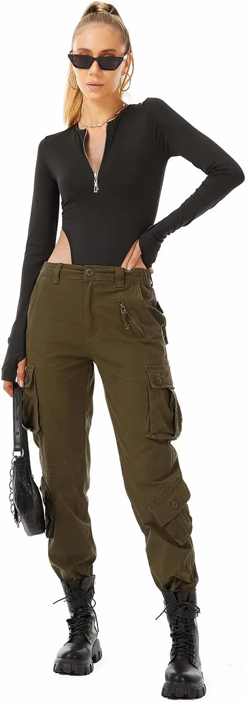 Women's Cotton Casual Military Army Cargo Combat Work Pants with 8 Pocket