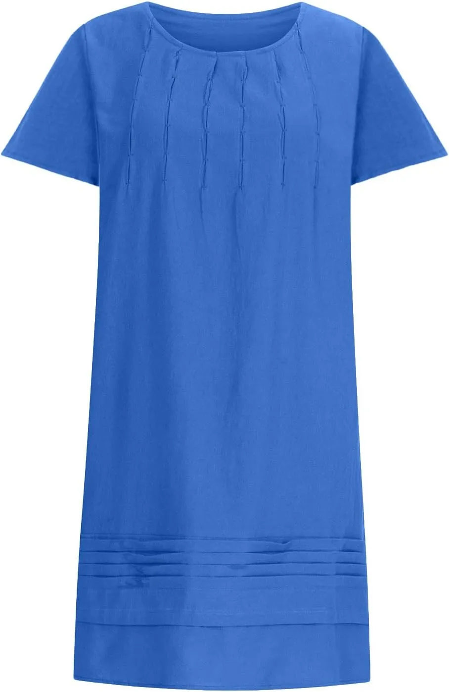 Women's Cotton Linen Midi Dress Plus Size Cap Sleeve Pleated Summer Dresses Vacation 2025 Crew Neck Casual Sundress