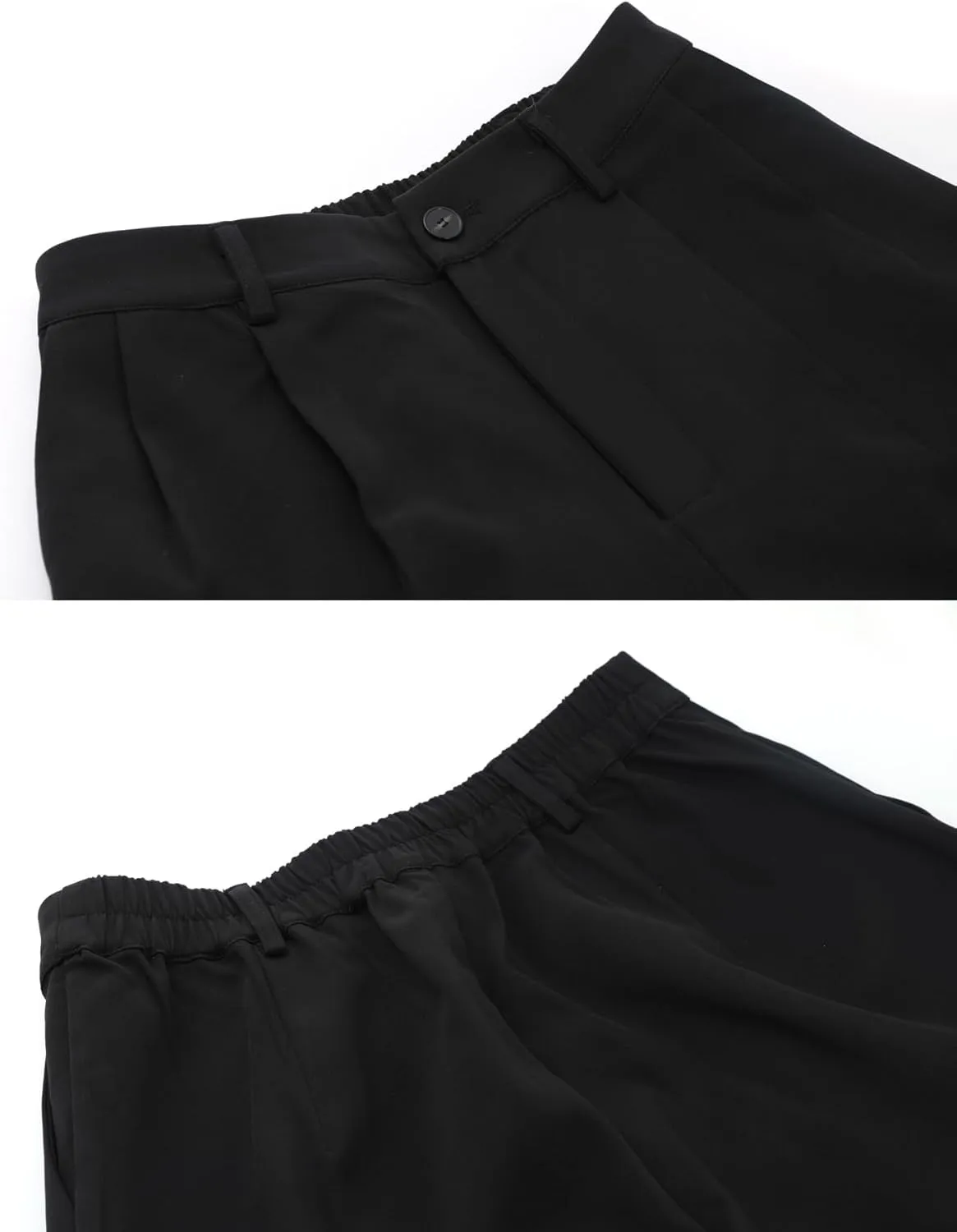 Women's Half-Elastic Waist Dress Pants Wide Leg Cropped Trousers for Business Casual Work