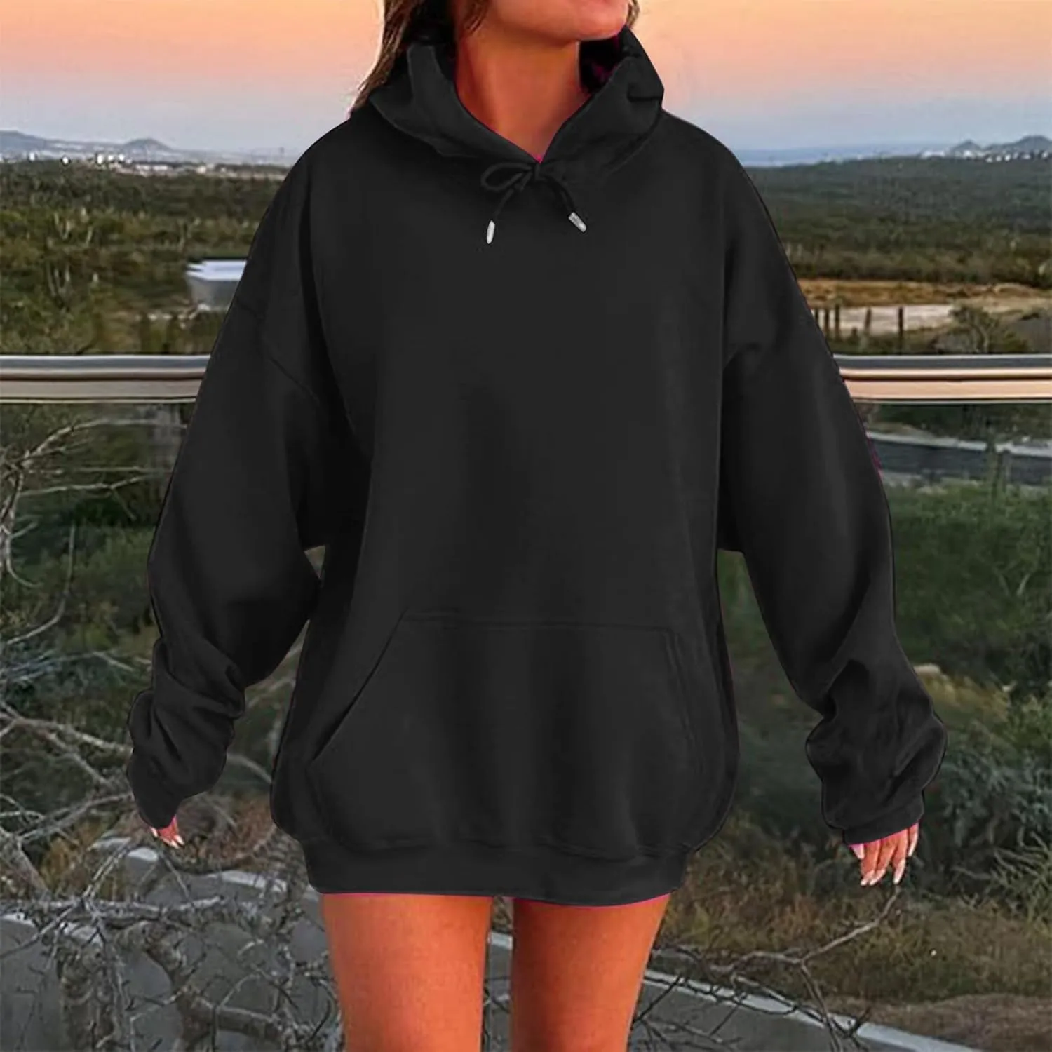 Women's Oversized Fleece Hoodies Basic Pullover Sweatshirt Fall Fashion 2024 Outfits Trendy Y2k Teens Preppy Clothes