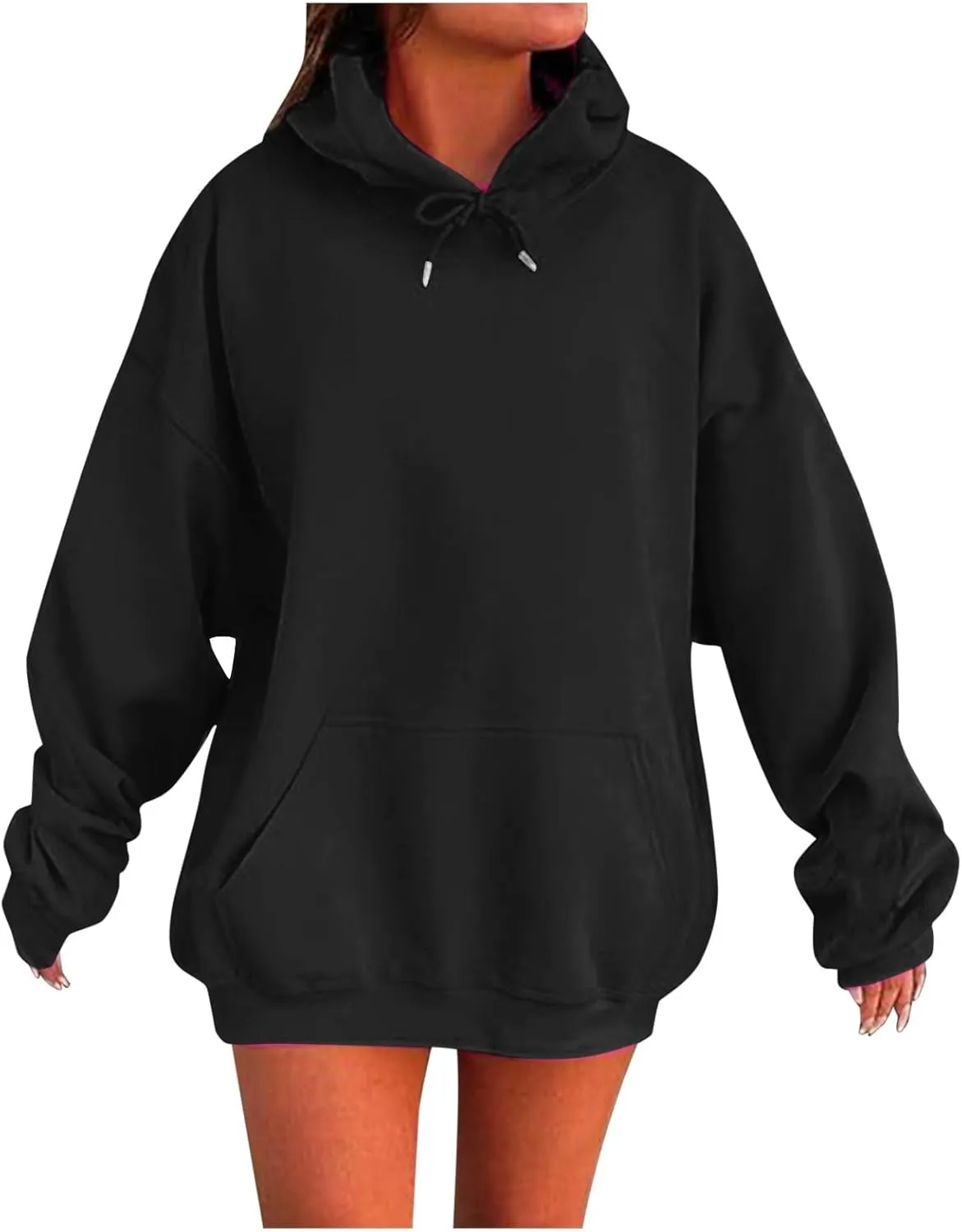 Women's Oversized Fleece Hoodies Basic Pullover Sweatshirt Fall Fashion 2024 Outfits Trendy Y2k Teens Preppy Clothes