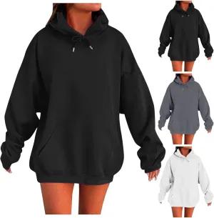 Women's Oversized Fleece Hoodies Basic Pullover Sweatshirt Fall Fashion 2024 Outfits Trendy Y2k Teens Preppy Clothes