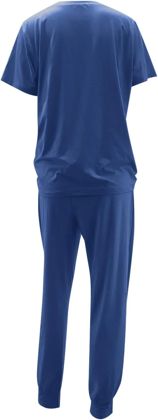 Womens Pajama Sets Soft Cotton Pj Short Sleeve Top with Capri Pants Sleepwear 2 Piece Print Loungewear