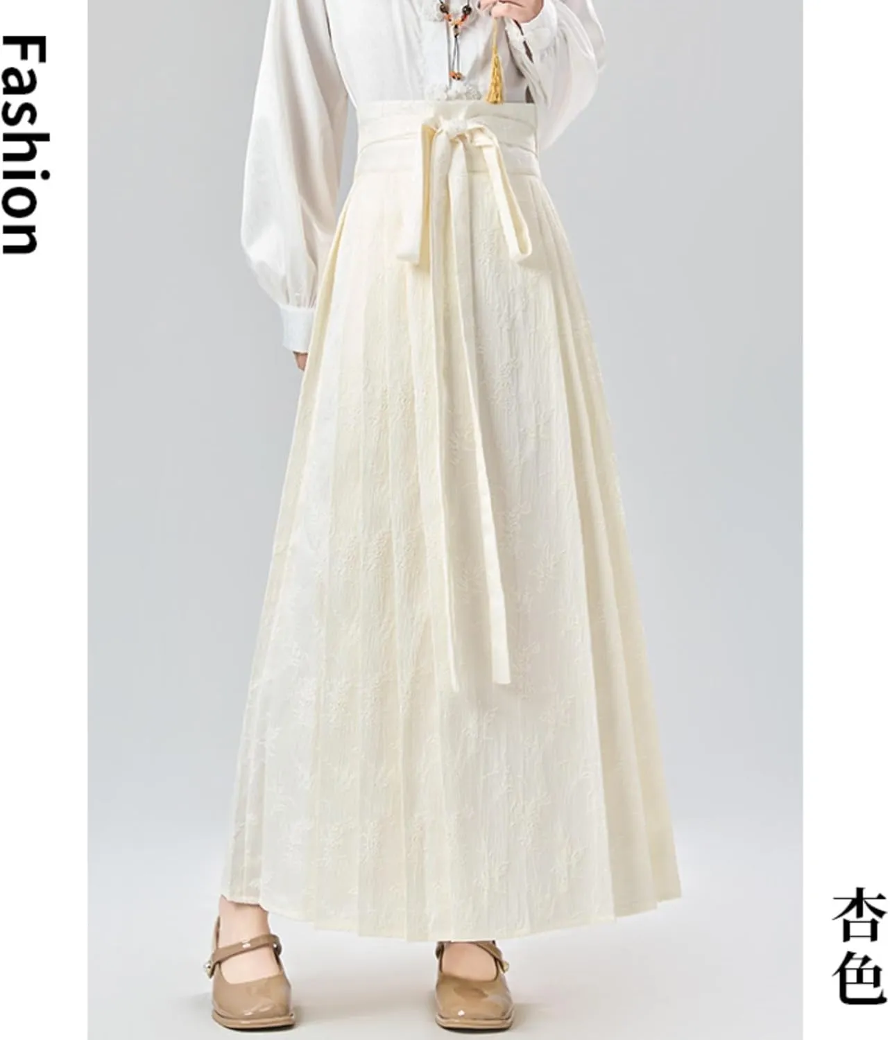 Women's Spring/Summer Chinese-Style Pleated Skirt with Horse face Design.