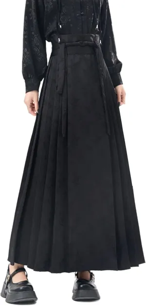 Women's Spring/Summer Chinese-Style Pleated Skirt with Horse face Design.