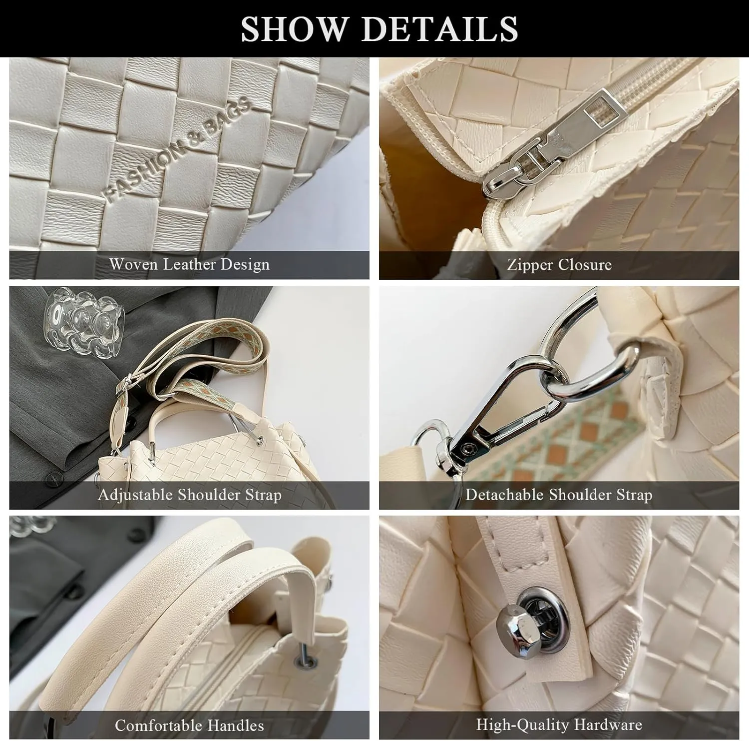 Woven Purses for Women, Trendy Leather Tote Bag Woven Crossbody Bag Shoulder Hnadbags