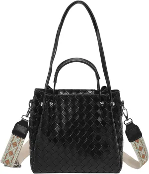 Woven Purses for Women, Trendy Leather Tote Bag Woven Crossbody Bag Shoulder Hnadbags