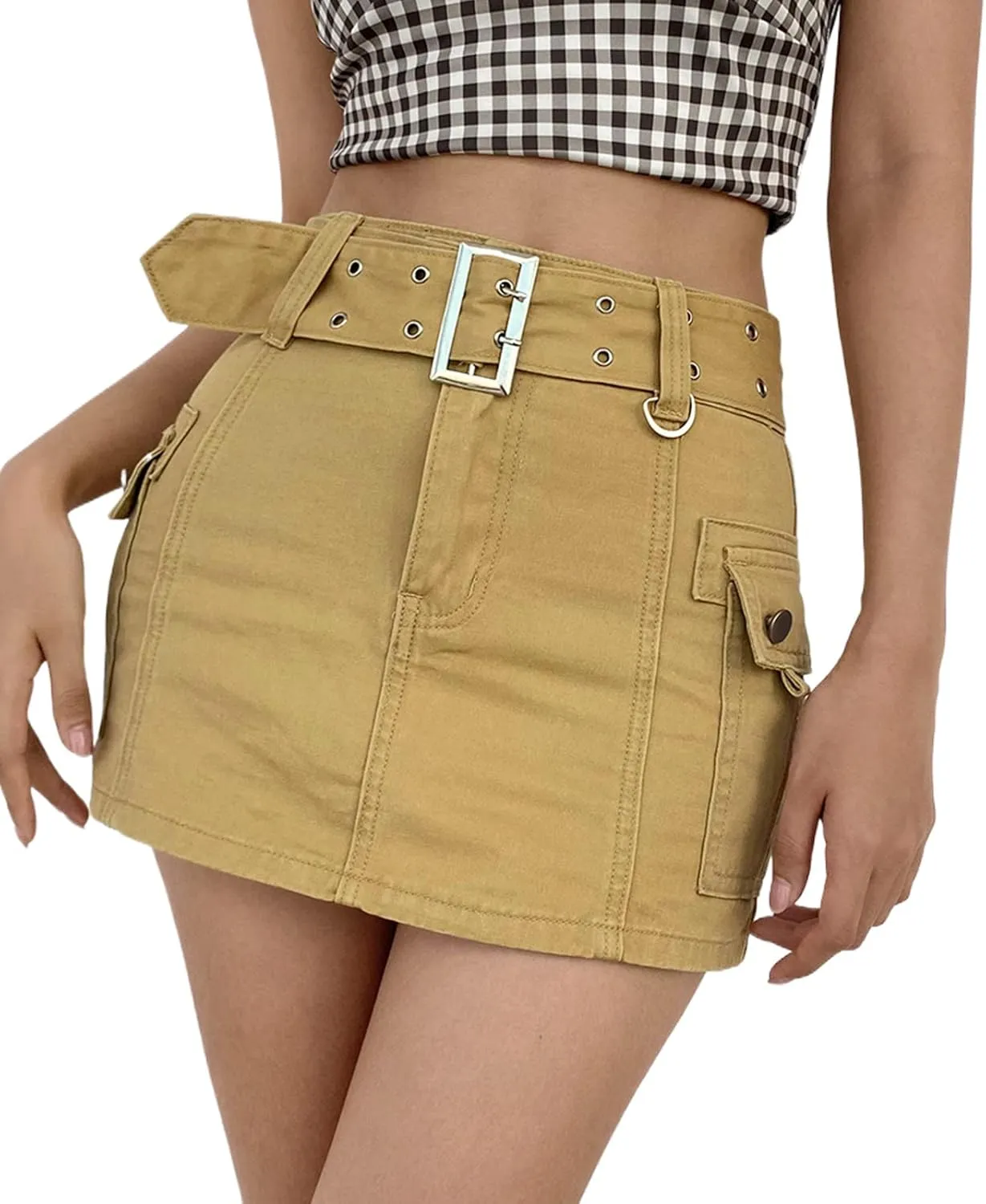 XBTCLXEBCO Girls Women High Waist Denim Skirts Casual A-Line Pleated Ruffled Mini Denim Skirt Flared Short Skater Skirt