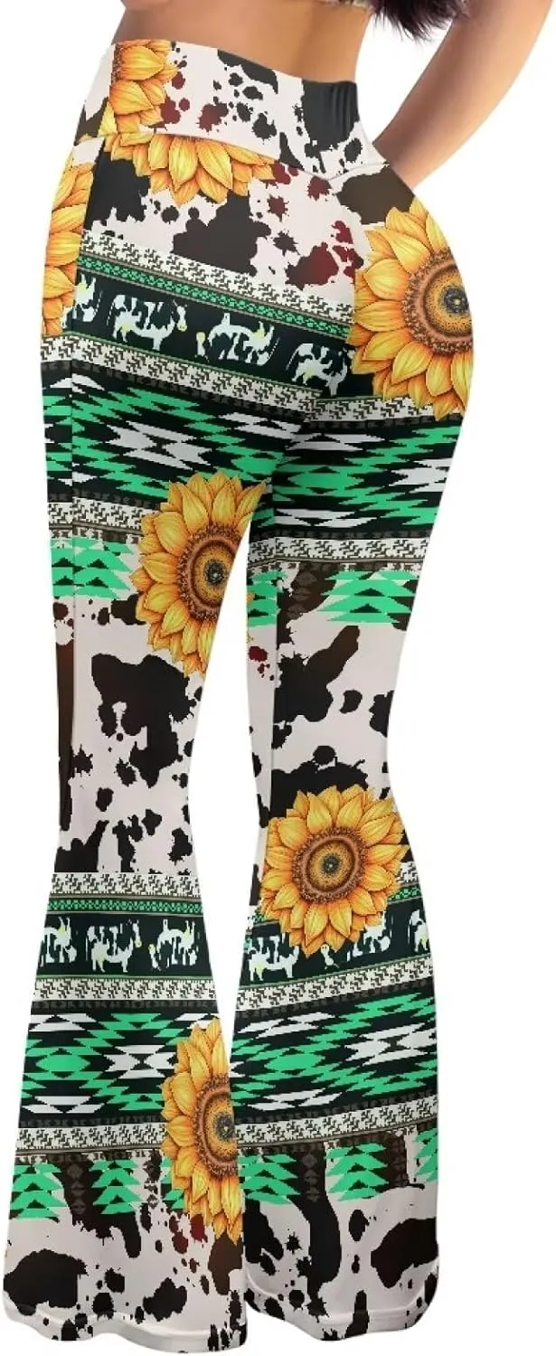 Xhuibop Flare Yoga Pants for Women Tummy Control High Waisted Flared Trousers