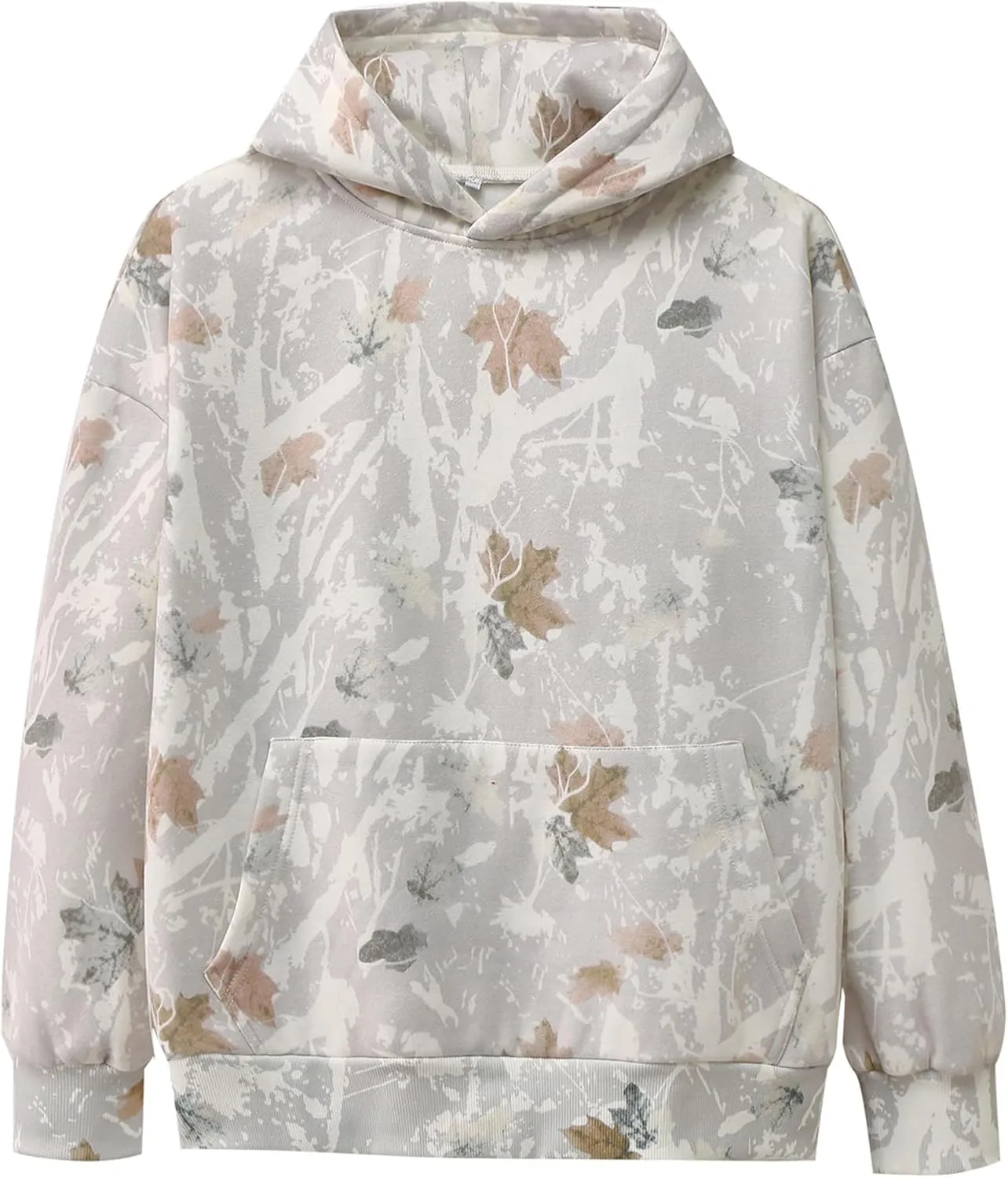 YKR Womens Camo Hoodie Oversized Maple Leaf Print Fleece Hooded Pullover Sweatshirt with Pocket